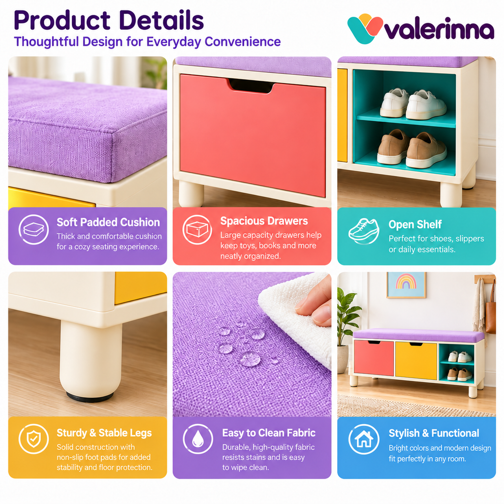 valerinna Colorblock Shoe Storage Bench — Product image 3