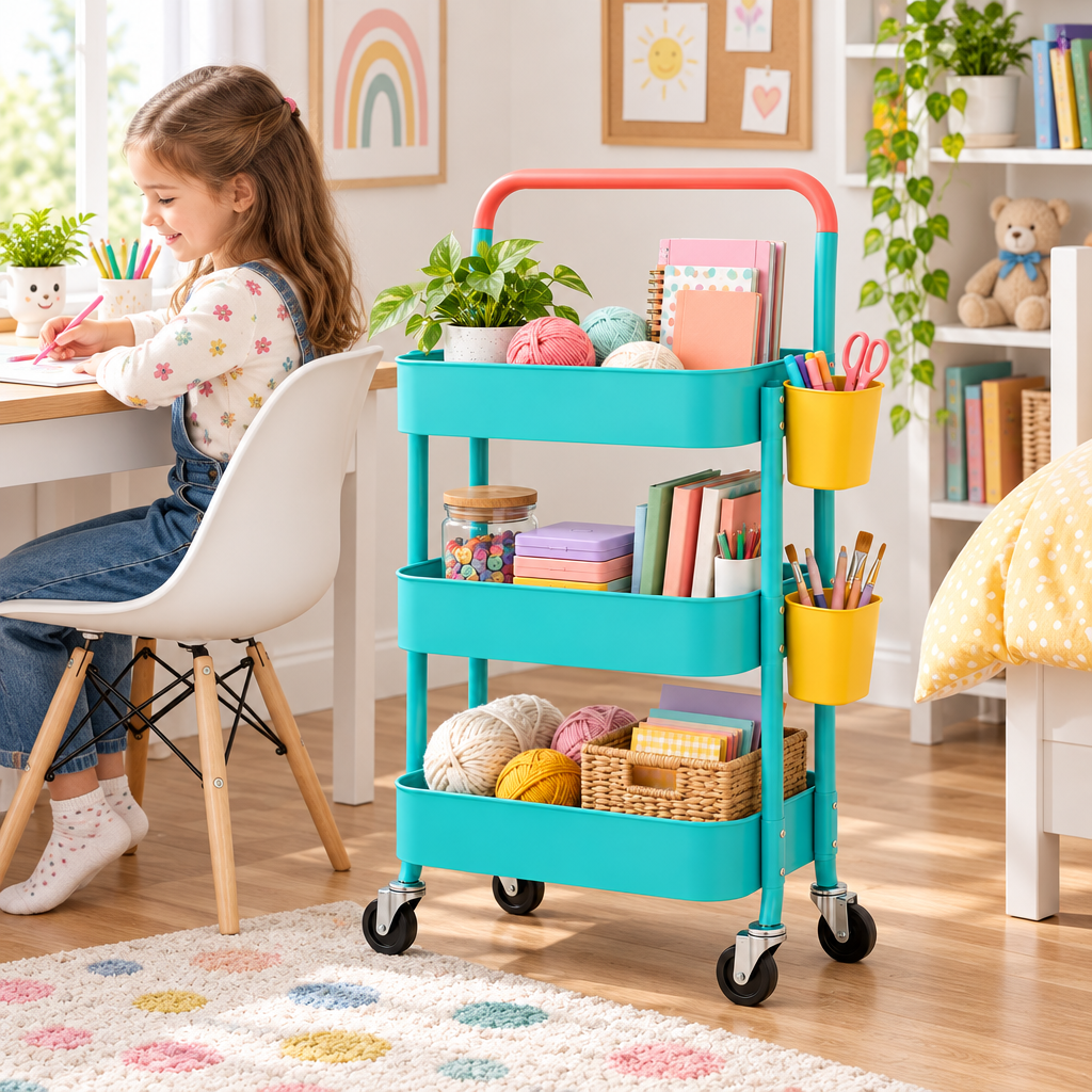valerinna 3-Tier Utility Cart with Side Cups — Product image 2