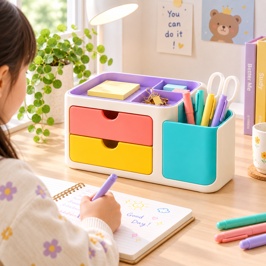 valerinna Colorful 2-Drawer Desktop Organizer with Pen Holder — Product image 2