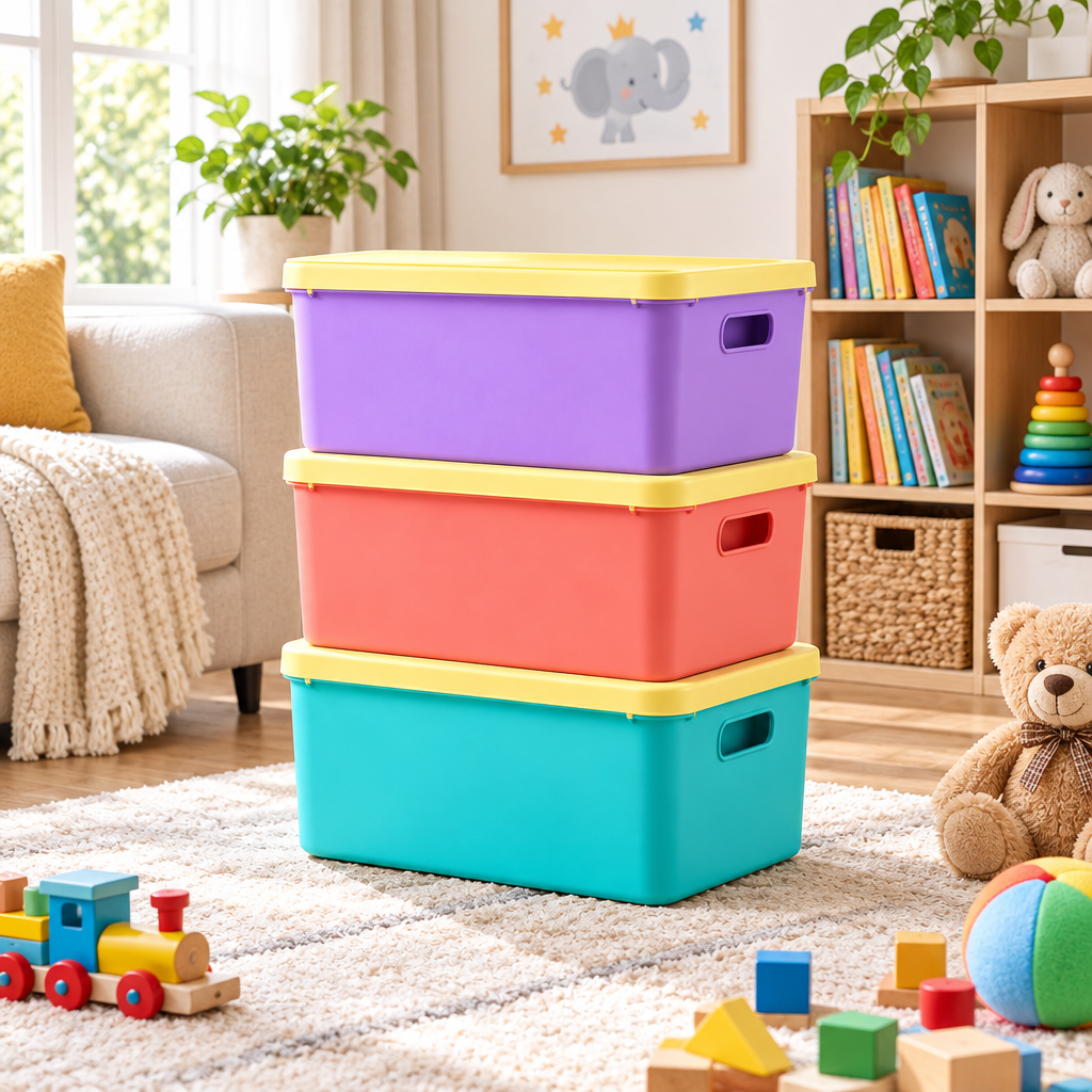 valerinna Colorful Stackable Storage Bins with Lids – Set of 3 — Product image 2