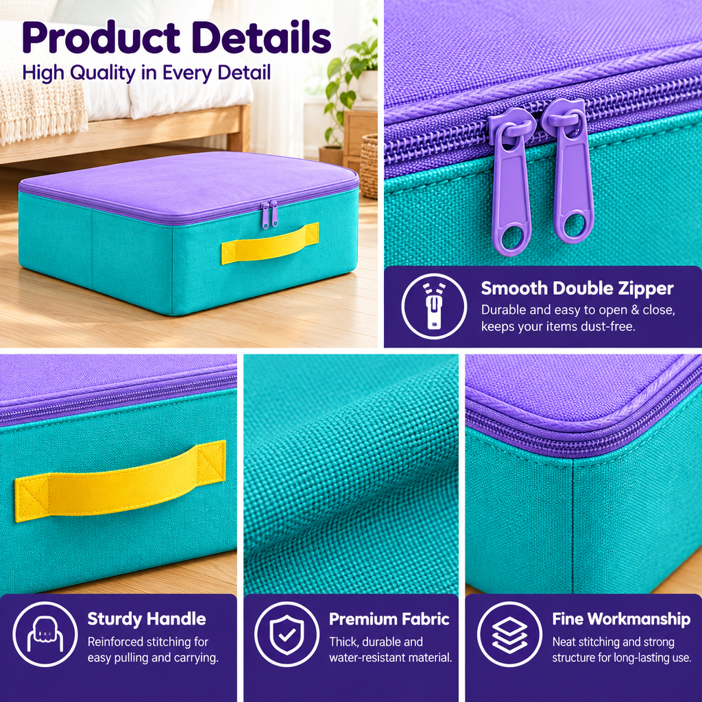 valerinna Colorful Zippered Underbed Storage Bags – Set of 2 — Product image 3