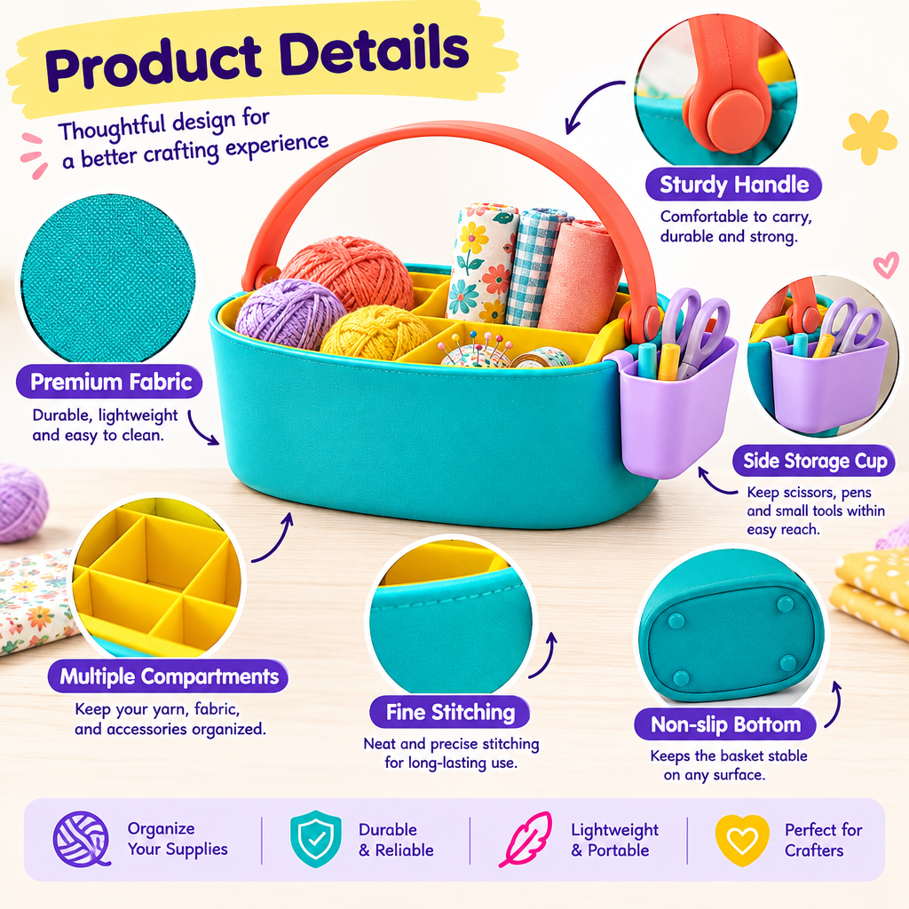 valerinna Colorful Divided Storage Caddy with Carry Handle — Product image 3