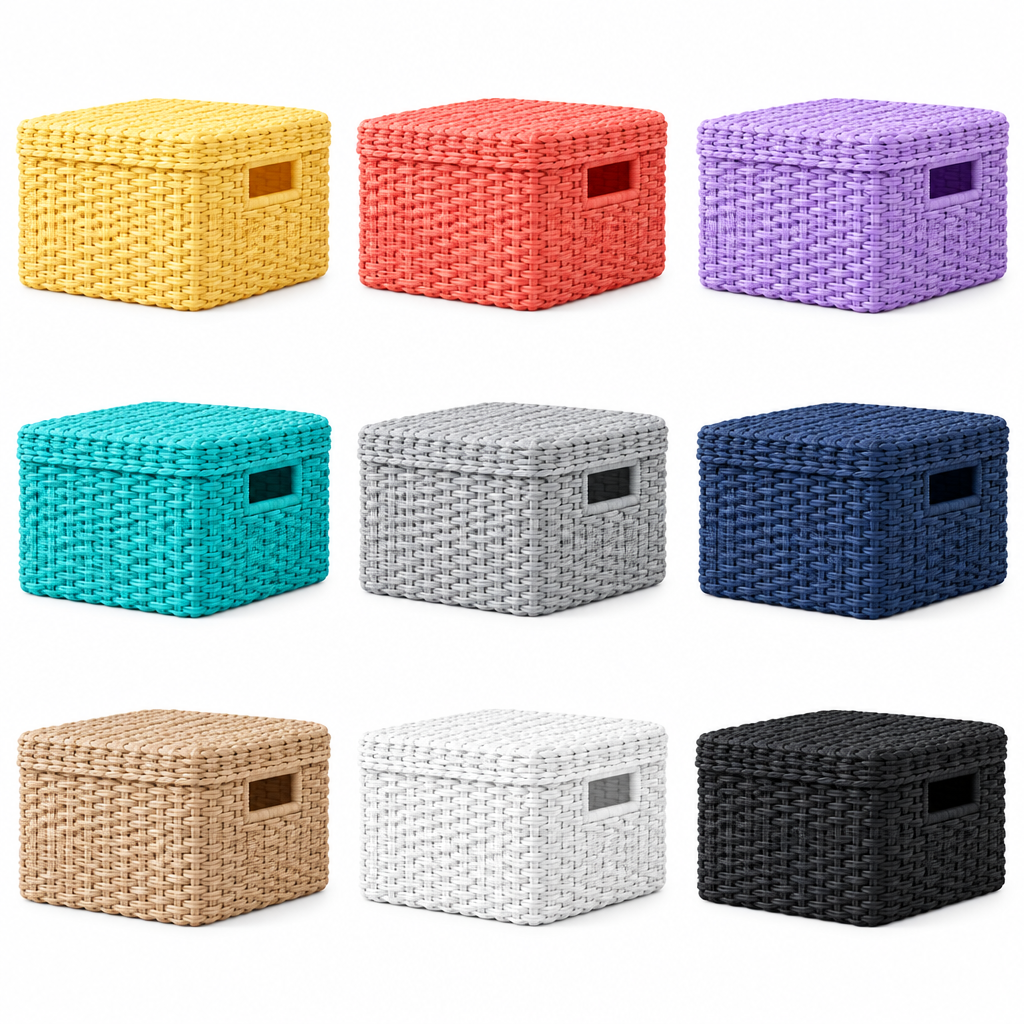 valerinna Colorful Woven Storage Baskets with Lids – Set of 2 — Product image 5