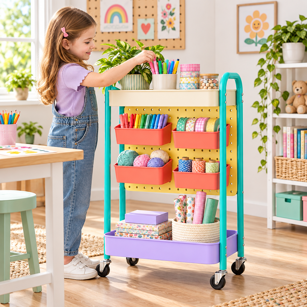 valerinna Pegboard Craft Storage Cart — Product image 2