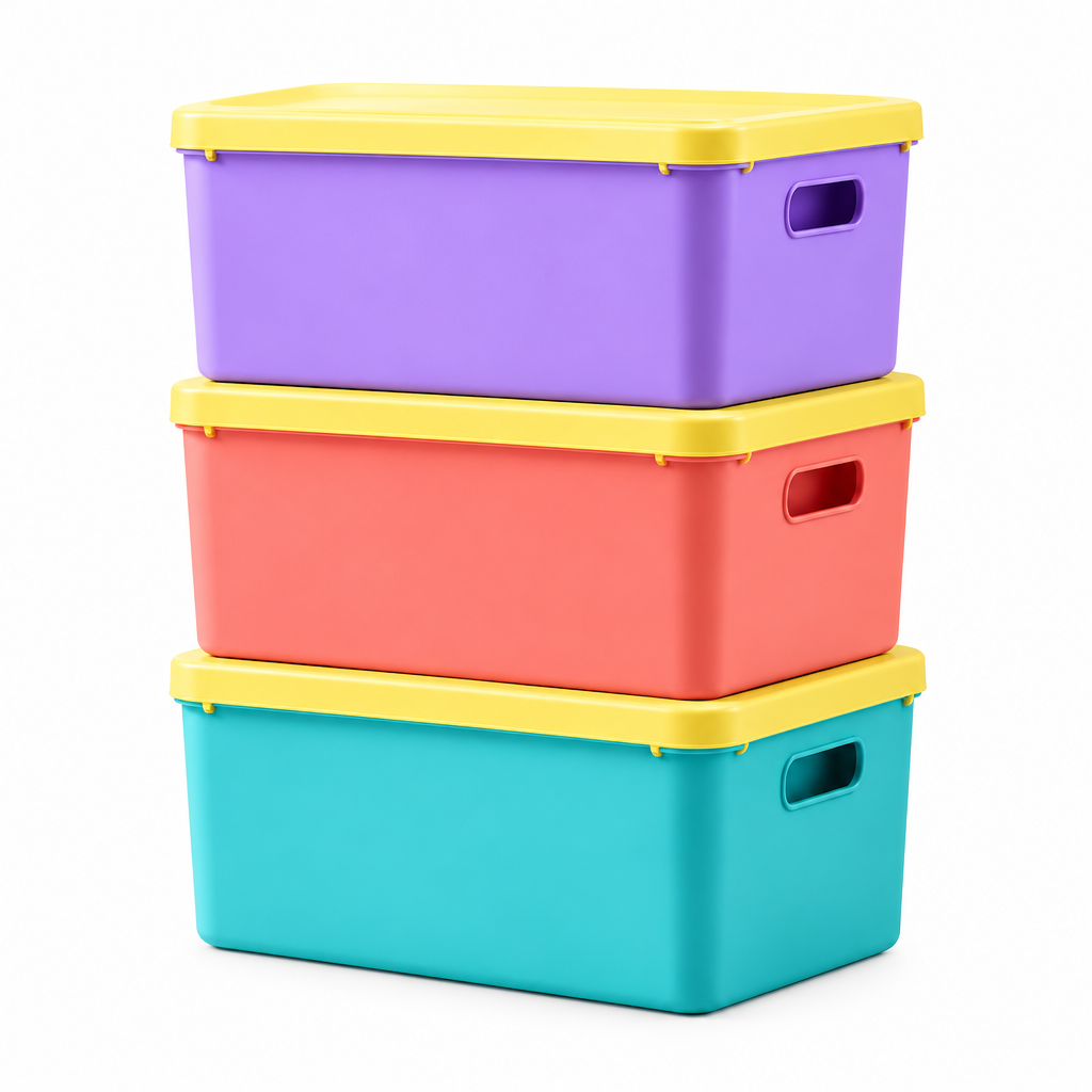 valerinna Colorful Stackable Storage Bins with Lids – Set of 3 — Product image 4